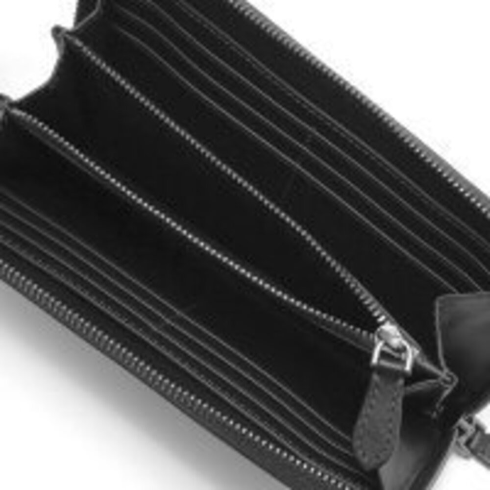 Burberry Black Long Zip Zig Leg Check Wallet Black Round Gray - Picture 1 of 5